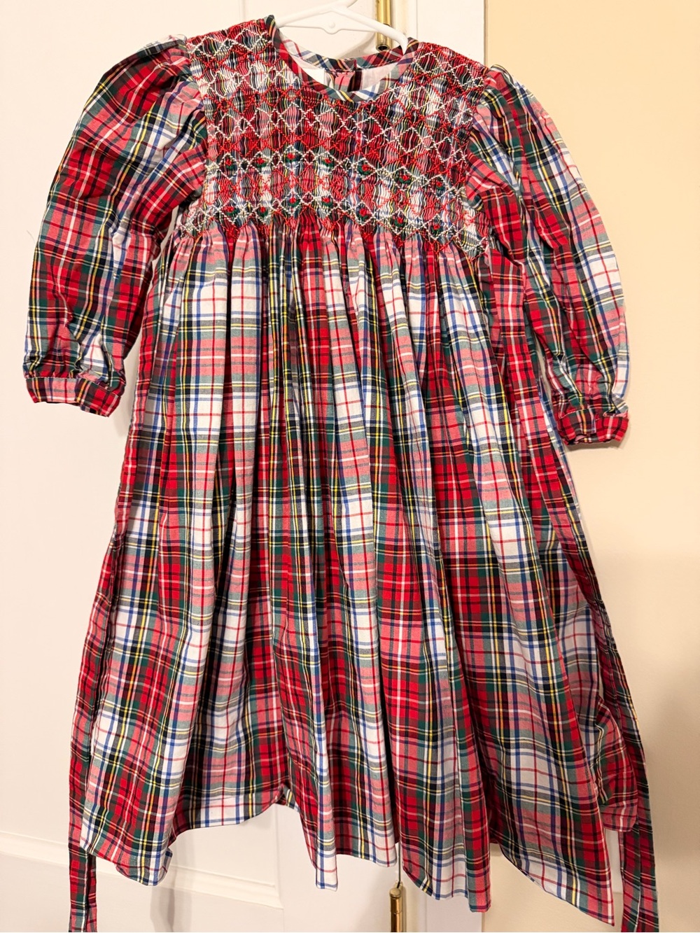 Strasburg Girls' Red Plaid Smocked Holiday Dress 24 months